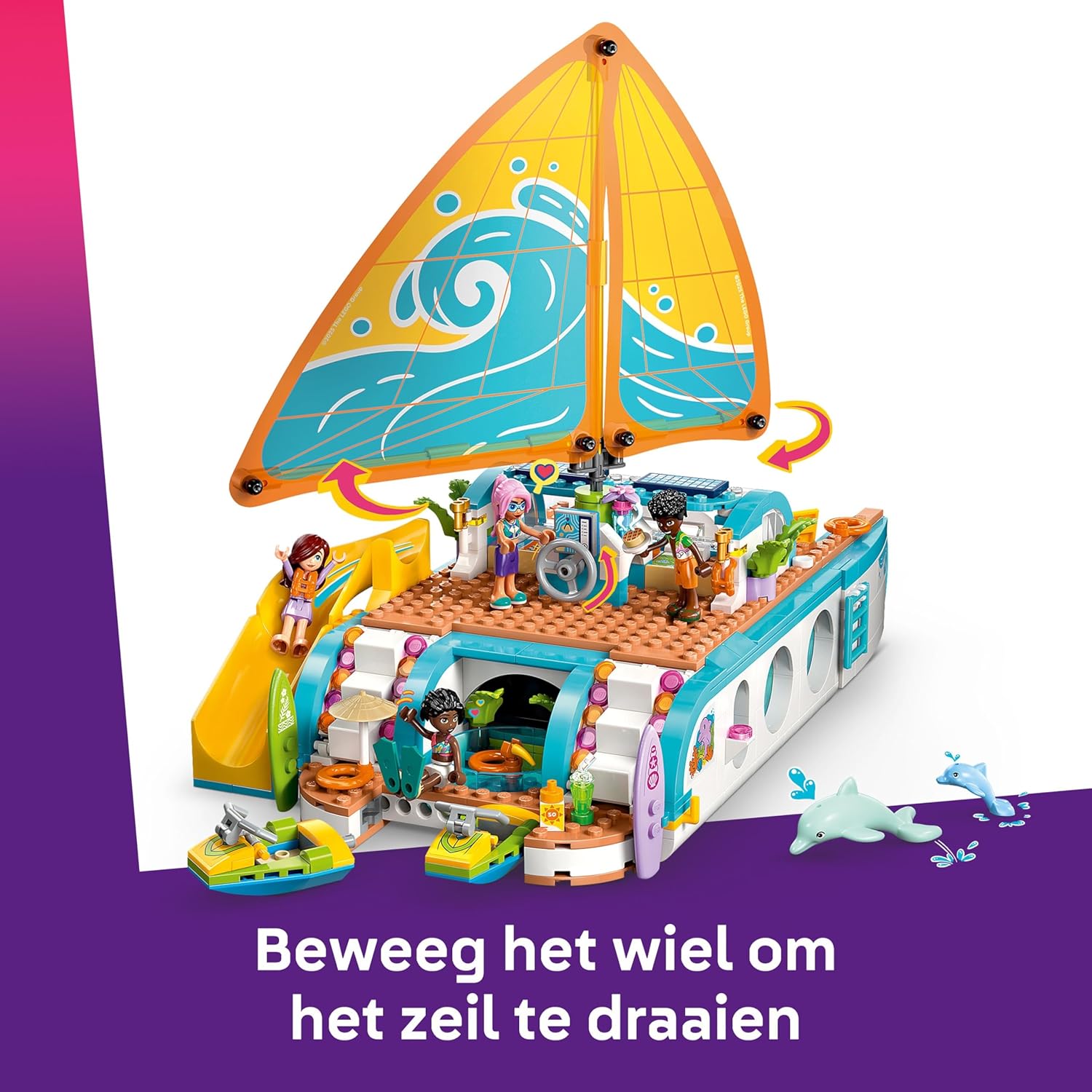 LEGO Friends Avontuurlijke Bootreis – Bouwpakket Met Boot Speelgoed Met Draaiend Zeil, 4 Poppetjes en 2 Dolfijnen Dieren Figuren Plus Accessoires Verjaardagscadeau voor Meisjes Vanaf 8 Jaar – 42664
