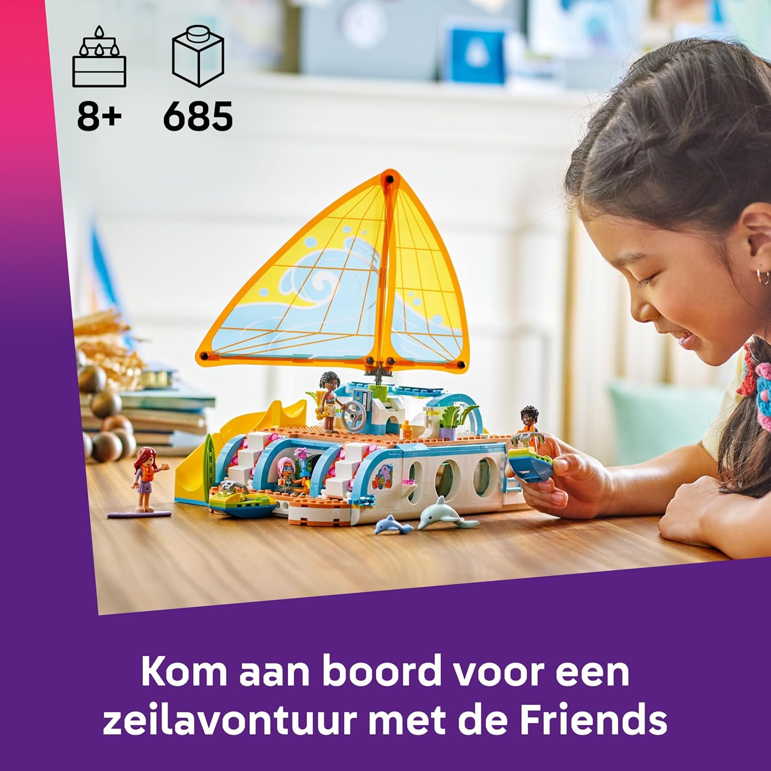LEGO Friends Avontuurlijke Bootreis – Bouwpakket Met Boot Speelgoed Met Draaiend Zeil, 4 Poppetjes en 2 Dolfijnen Dieren Figuren Plus Accessoires Verjaardagscadeau voor Meisjes Vanaf 8 Jaar – 42664