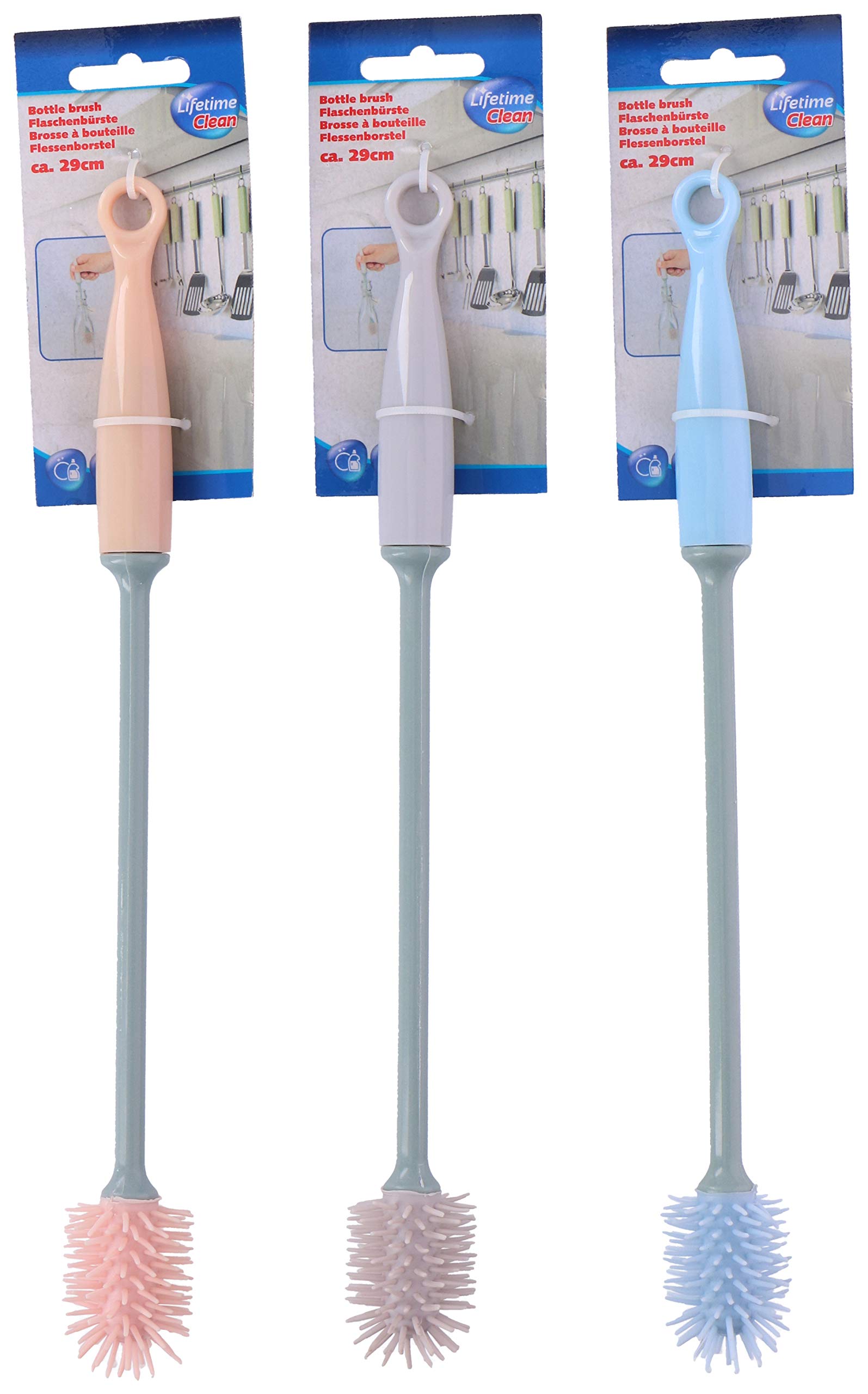 1 spazzola rotonda in silicone per bottiglie, ca. 29 cm, in silicone