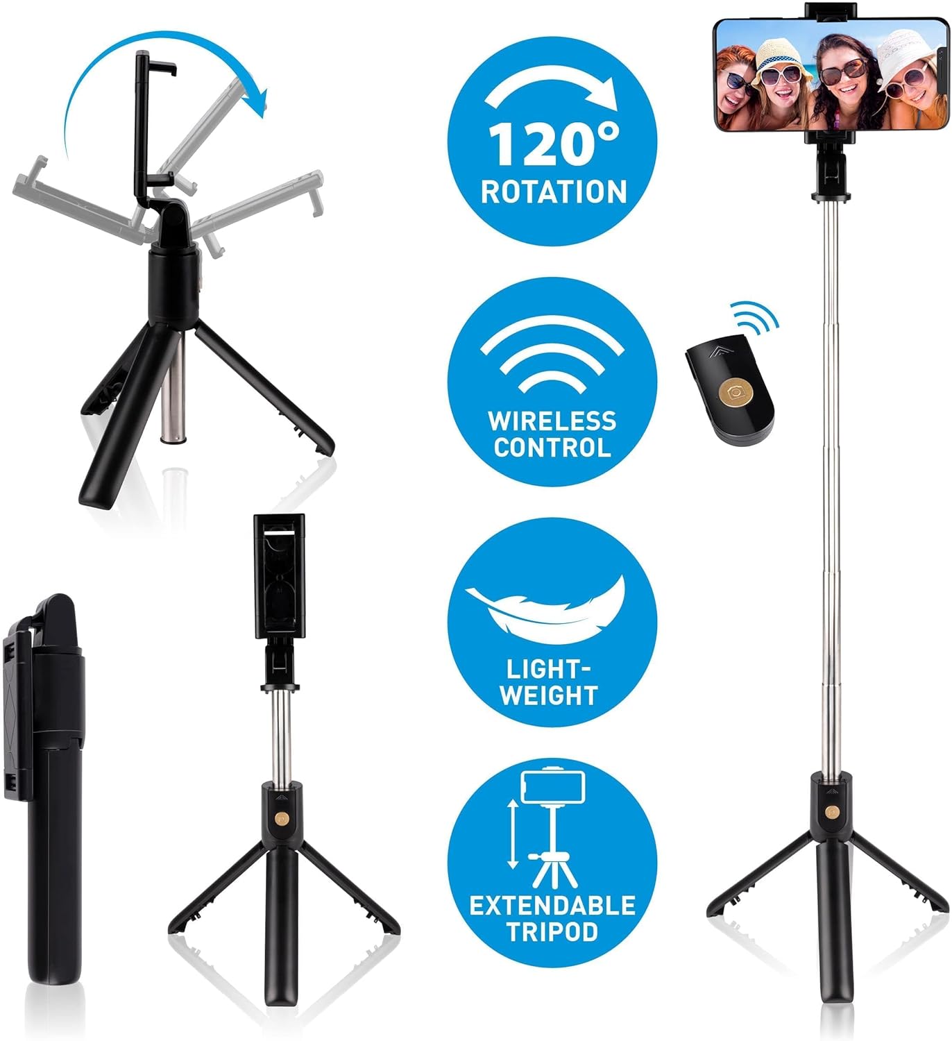 Selfiestick met Statief en Bluetooth