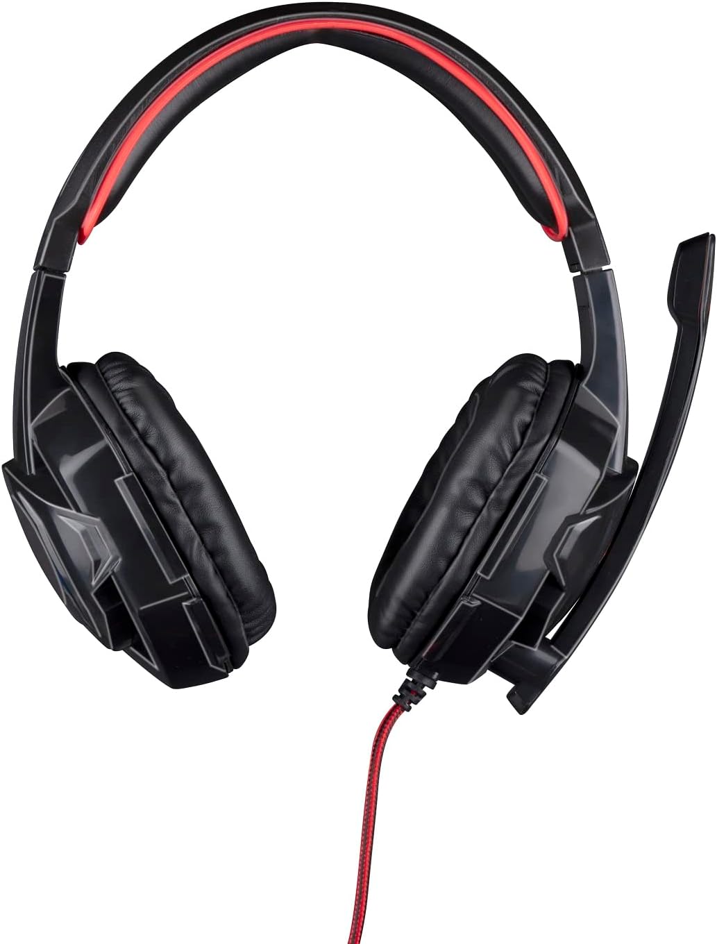 No Fear Gaming Headset - Incl. LED-verlichting - 1,5 m kabel - Hoofdtelefoon met microfoon - Over-Ear Design - Stabiel en comfortabel - Zwart/Rood