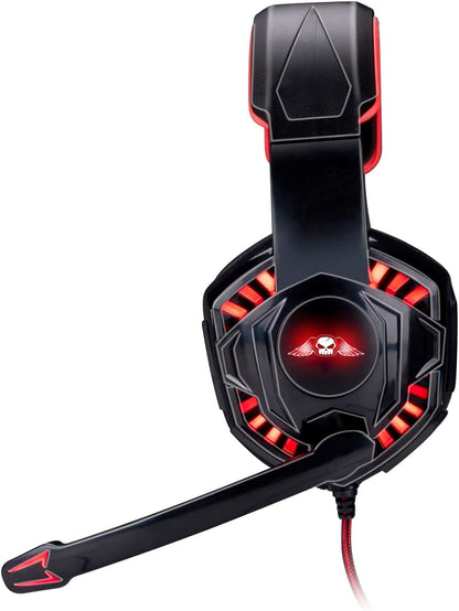No Fear Gaming Headset - Incl. LED-verlichting - 1,5 m kabel - Hoofdtelefoon met microfoon - Over-Ear Design - Stabiel en comfortabel - Zwart/Rood