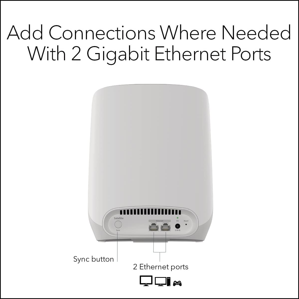 NETGEAR Orbi RBS760 WiFi 6 Mesh Add on Satellite, Adds up to 2,000sq ft, 11AX Tri-Band Mesh. Speeds up to 5.4Gbps, White