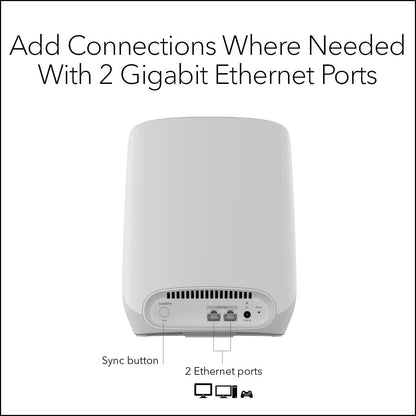 NETGEAR Orbi RBS760 WiFi 6 Mesh Add on Satellite, Adds up to 2,000sq ft, 11AX Tri-Band Mesh. Speeds up to 5.4Gbps, White