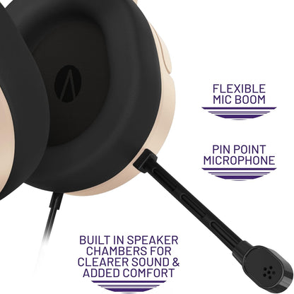 STEALTH PANTHER Sand - Over Ear Gaming Headset PS4/PS5, XBOX, Switch, PC with Flexible Mic, 3.5mm Jack, 1.5m Cable, Lightweight, Comfortable and Durable