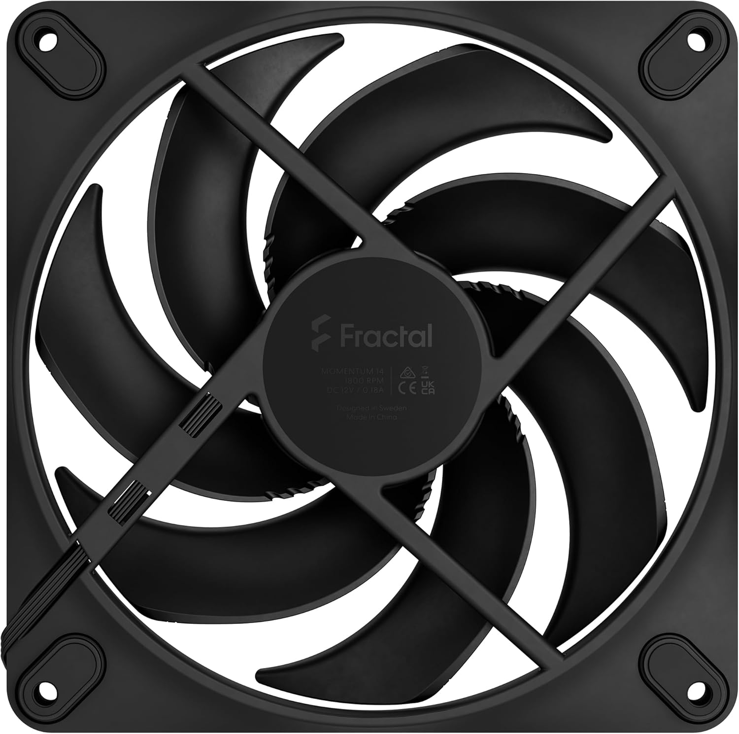 Fractal Design Momentum 14 - Silent PC Case Fan - 140 mm - Liquid Crystal Polymer LCP blades - FDB Fluid Dynamic Bearing - PWM control - Cooling Performance - Powerful Airflow - Quiet Operation -Black
