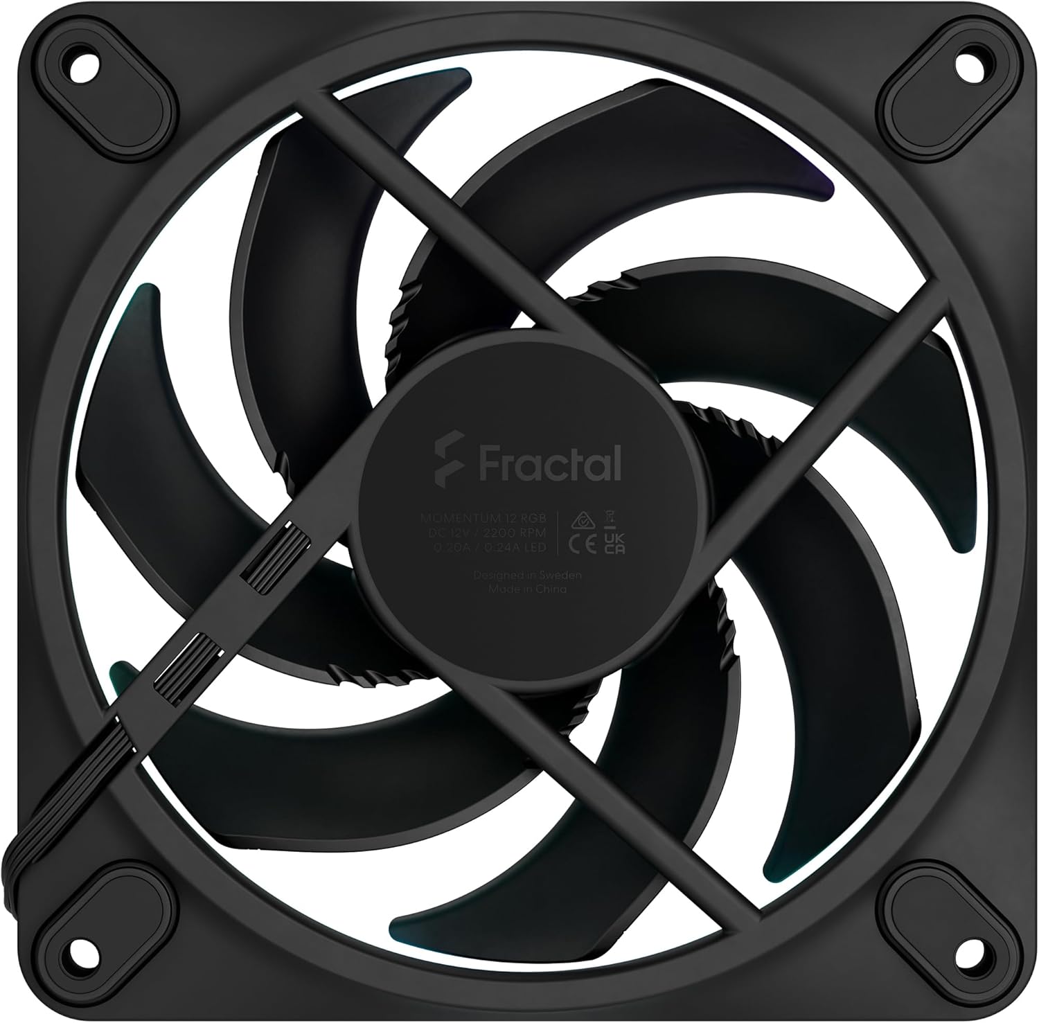 Fractal Design Momentum 12 RGB-Silent PC Case Fan-120 mm-ARGB Gen2-16 LEDs-Liquid Crystal Polymer LCP blades-FDB Fluid Dynamic Bearing-Cooling Performance-Powerful Airflow-Quiet Operation-Black