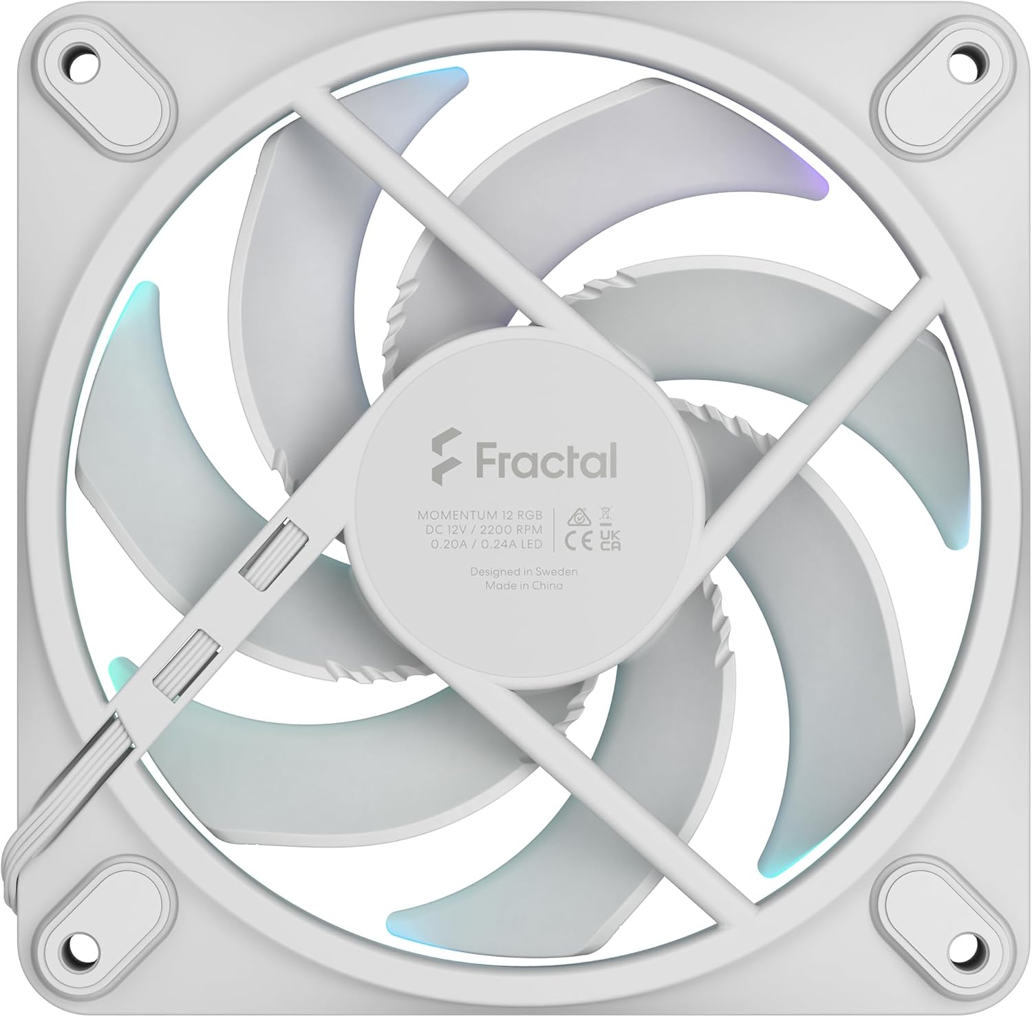 Fractal Design Momentum 12 RGB-Silent PC Case Fan-120 mm-ARGB Gen2-16 LEDs-Liquid Crystal Polymer LCP blades-FDB Fluid Dynamic Bearing - Cooling Performance - Powerful Airflow - Quiet Operation-White