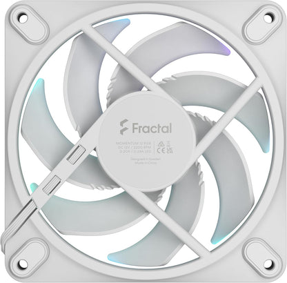 Fractal Design Momentum 12 RGB-Silent PC Case Fan-120 mm-ARGB Gen2-16 LEDs-Liquid Crystal Polymer LCP blades-FDB Fluid Dynamic Bearing - Cooling Performance - Powerful Airflow - Quiet Operation-White