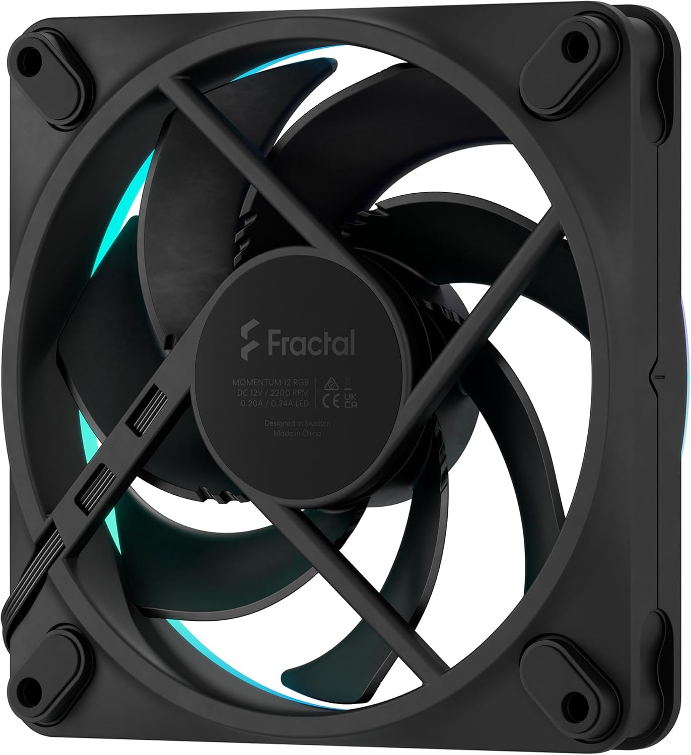 Fractal Design Momentum 12 RGB-Silent PC Case Fan-120 mm-ARGB Gen2-16 LEDs-Liquid Crystal Polymer LCP blades-FDB Fluid Dynamic Bearing-Cooling Performance-Powerful Airflow-Quiet Operation-Black-3 pack