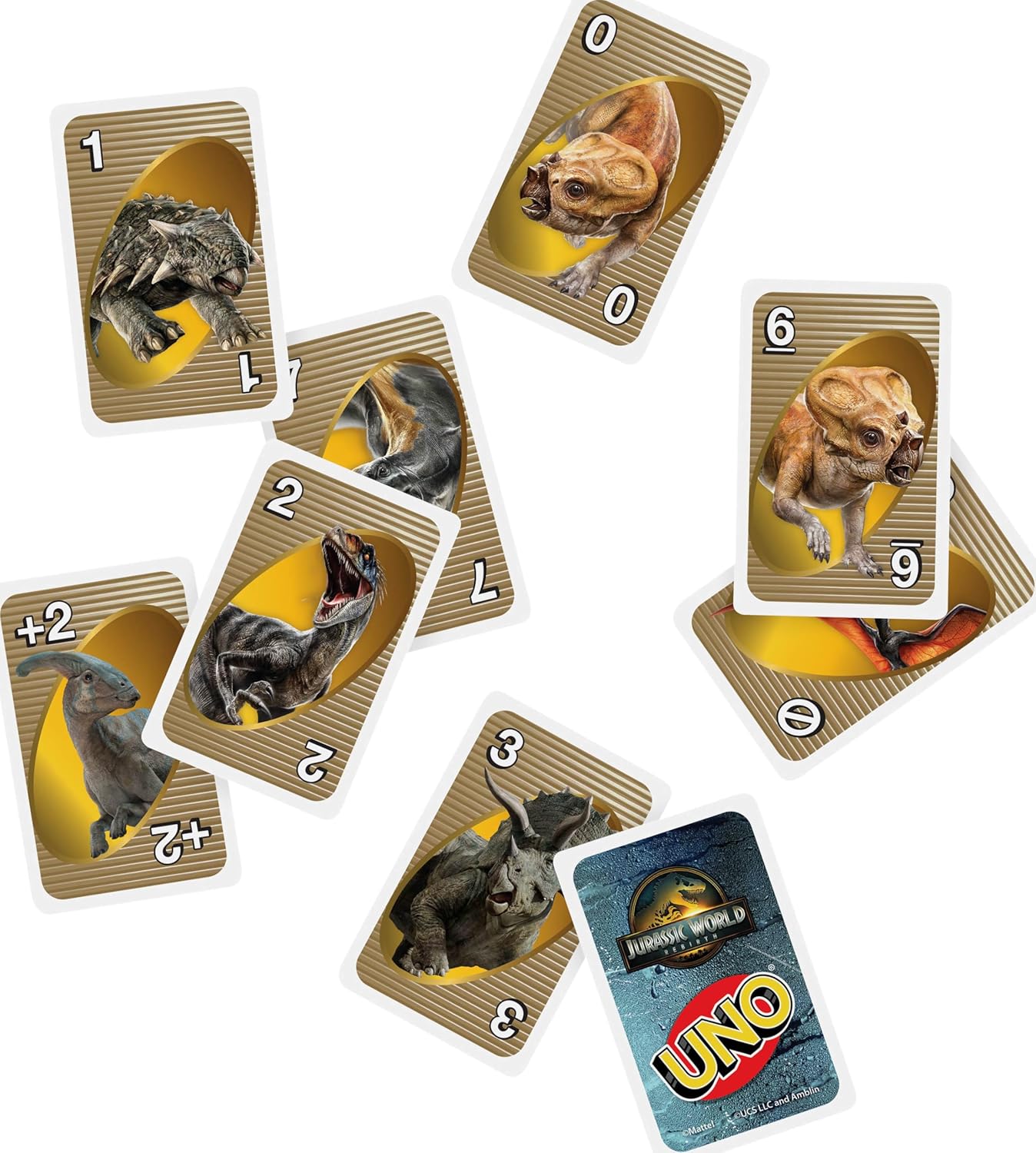 Mattel Games UNO Jurassic World Rebirth Card Game for Kids, Family & Adult Games Nights, Deck with Special Rule & Images Inspired by the Movie, JFT28