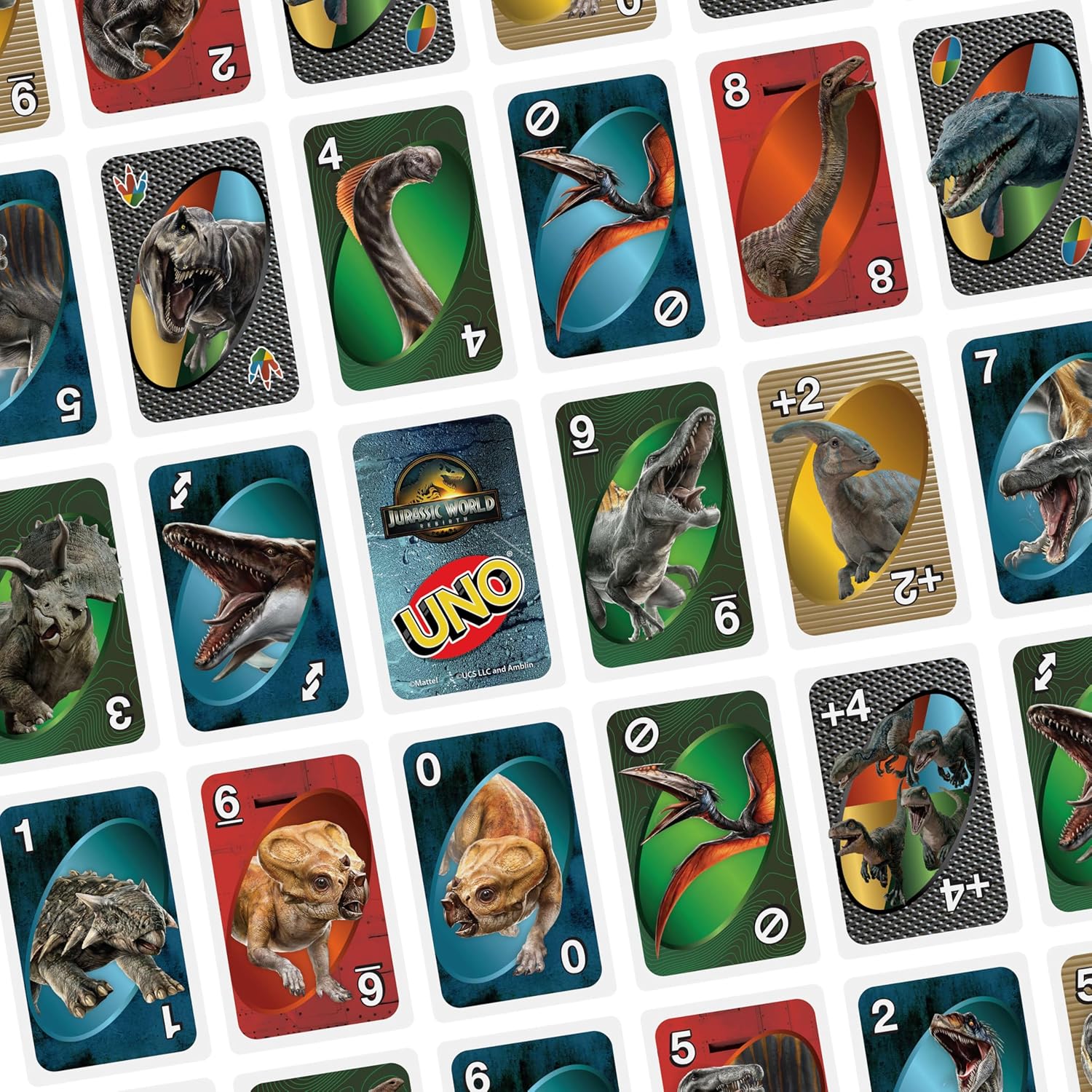 Mattel Games UNO Jurassic World Rebirth Card Game for Kids, Family & Adult Games Nights, Deck with Special Rule & Images Inspired by the Movie, JFT28