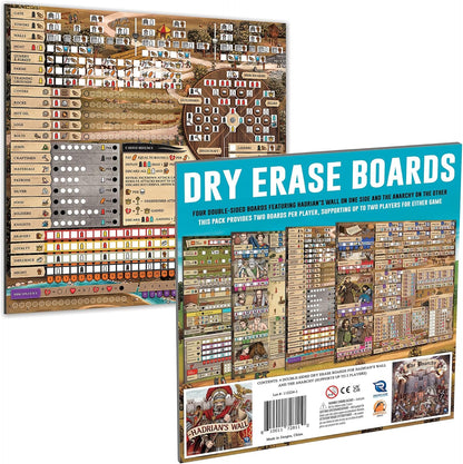 Renegade Games : Hadrian's Wall & The Anarchy – Tableaux effaçables à sec – 4 planches réutilisables double face, lot d'accessoires de jeu de stratégie européen, Garphill Games