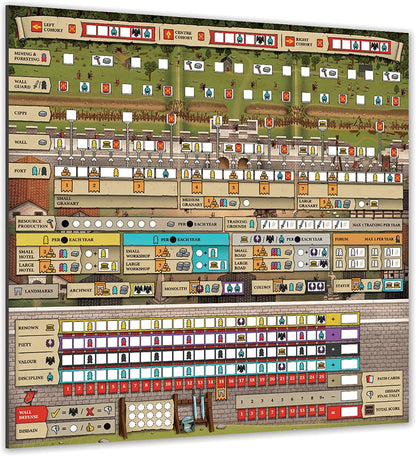 Renegade Games : Hadrian's Wall & The Anarchy – Tableaux effaçables à sec – 4 planches réutilisables double face, lot d'accessoires de jeu de stratégie européen, Garphill Games