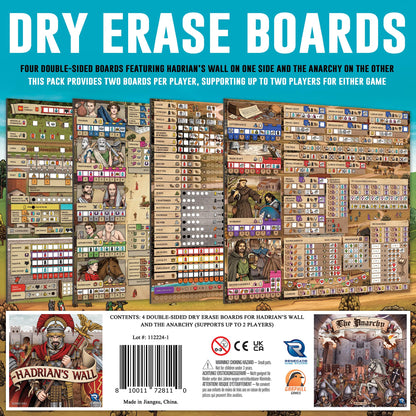 Renegade Games : Hadrian's Wall & The Anarchy – Tableaux effaçables à sec – 4 planches réutilisables double face, lot d'accessoires de jeu de stratégie européen, Garphill Games