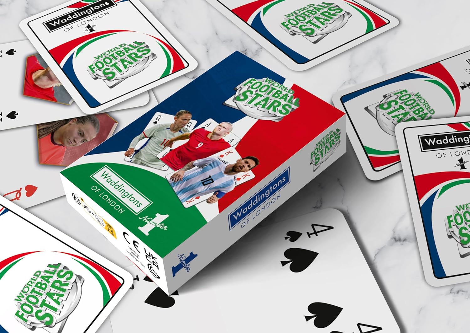 Waddingtons Number 1 World Football Stars Playing Cards, play fish, slap jack, crazy eights and rummy, Great Travel Companion, Gifts and Toys for Boys, Girls and Adults