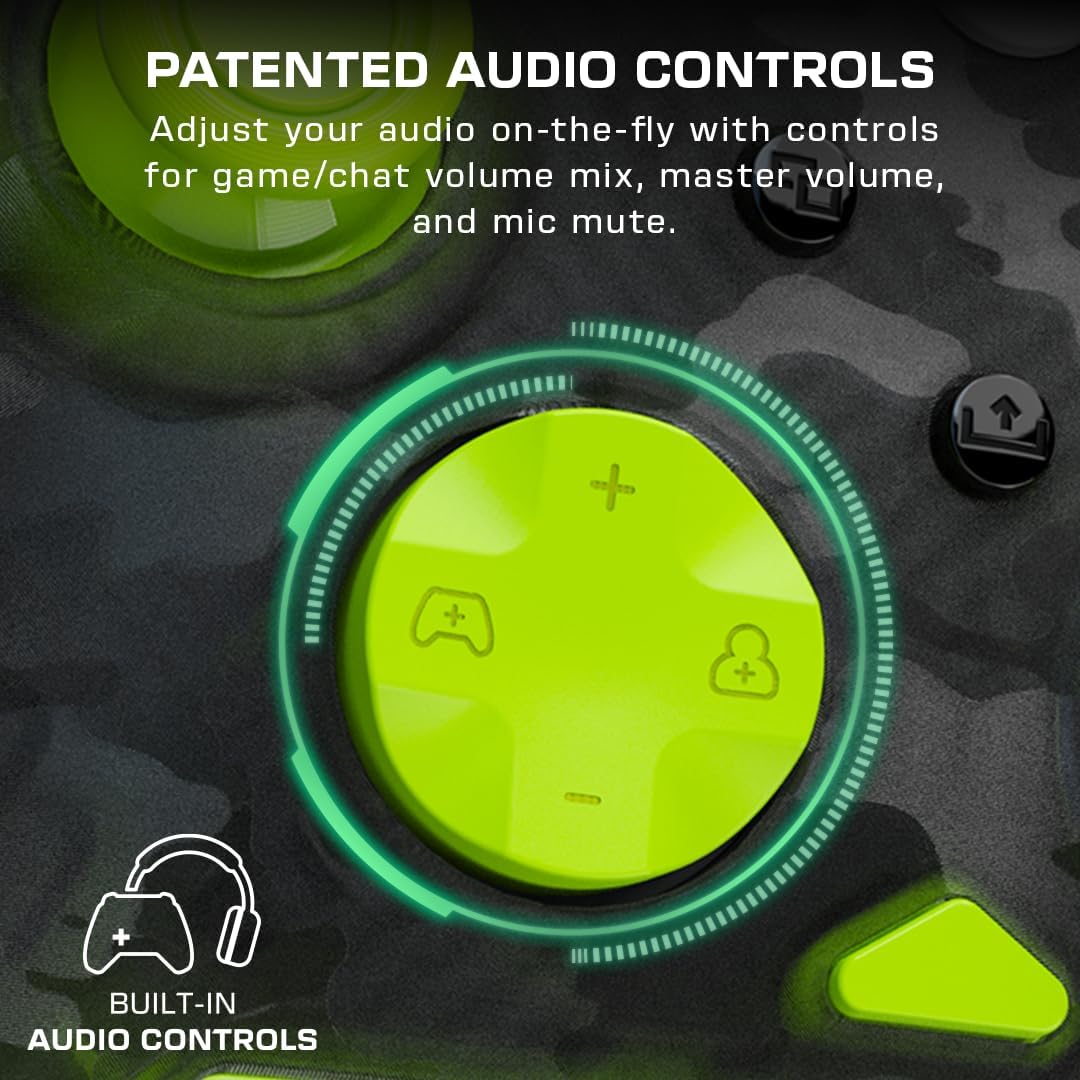 Turtle Beach Rematch Core Ghost Camo Nero/Giallo - Gamepad cablato - Con licenza per Xbox Series XS, Xbox One e PC - Pulsanti audio, motori Rumble e grilletti a impulsi, cavo da 3 m