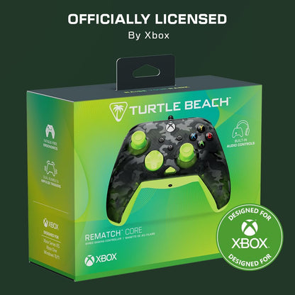 Turtle Beach Rematch Core Ghost Camo Nero/Giallo - Gamepad cablato - Con licenza per Xbox Series XS, Xbox One e PC - Pulsanti audio, motori Rumble e grilletti a impulsi, cavo da 3 m