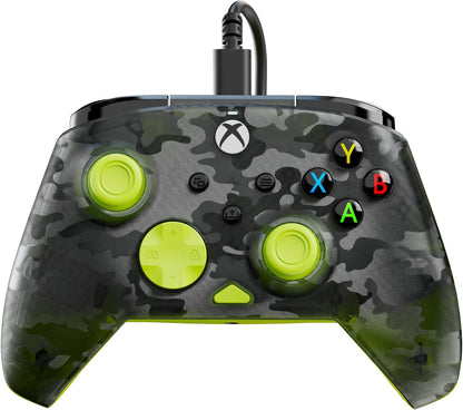 Turtle Beach Rematch Core Ghost Camo Nero/Giallo - Gamepad cablato - Con licenza per Xbox Series XS, Xbox One e PC - Pulsanti audio, motori Rumble e grilletti a impulsi, cavo da 3 m
