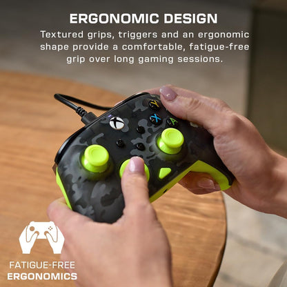 Turtle Beach Rematch Core Ghost Camo Nero/Giallo - Gamepad cablato - Con licenza per Xbox Series XS, Xbox One e PC - Pulsanti audio, motori Rumble e grilletti a impulsi, cavo da 3 m