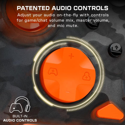 Turtle Beach Rematch Core Ghost Camo Nero/Arancione - Gamepad cablato - Con licenza per Xbox Series XS, Xbox One e PC - Pulsanti audio, motori Rumble e grilletti a impulsi, cavo da 3 m