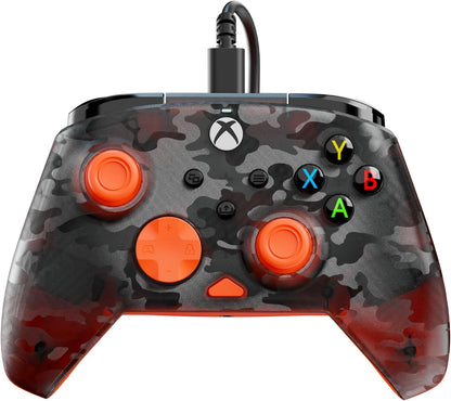 Turtle Beach Rematch Core Ghost Camo Nero/Arancione - Gamepad cablato - Con licenza per Xbox Series XS, Xbox One e PC - Pulsanti audio, motori Rumble e grilletti a impulsi, cavo da 3 m