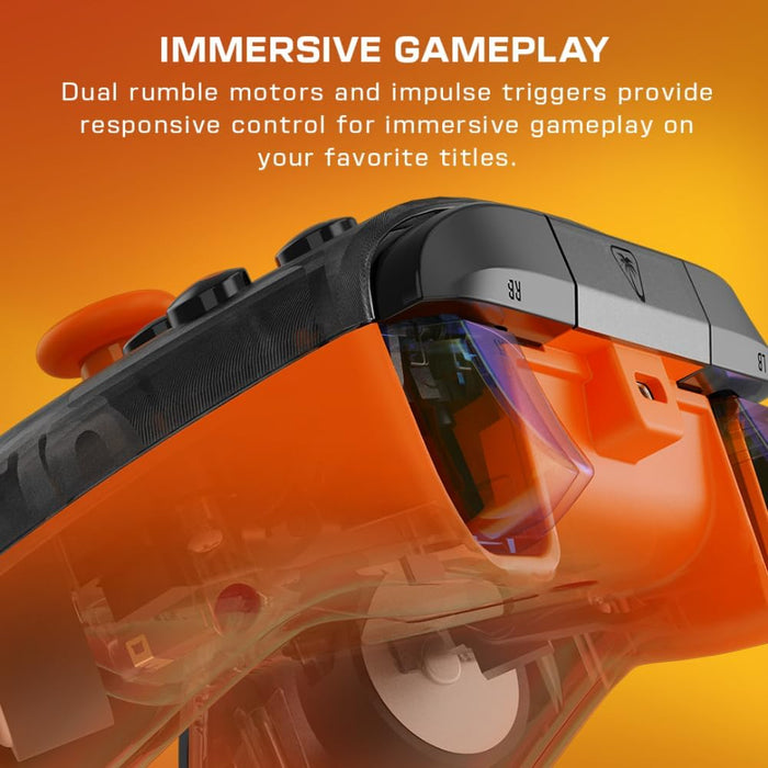 Turtle Beach Rematch Core Ghost Camo Nero/Arancione - Gamepad cablato - Con licenza per Xbox Series XS, Xbox One e PC - Pulsanti audio, motori Rumble e grilletti a impulsi, cavo da 3 m