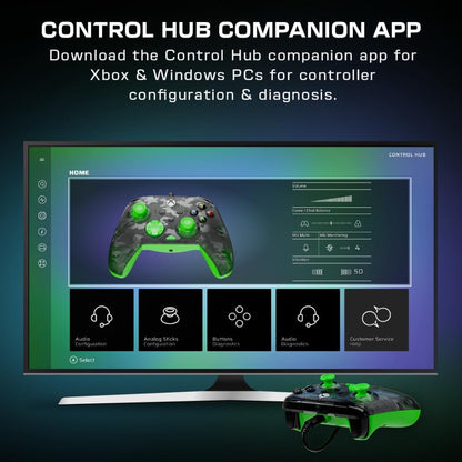 Turtle Beach Rematch Core Ghost Camo Zwart/GroenBekabelde Gamingcontroller – Gelicentieerd voor Xbox Series X en S, Xbox One en Windows-PCs – 2-Stops Impulstriggers, Audiobediening, Kabel van 2.5 m