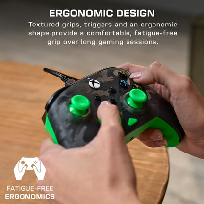 Turtle Beach Rematch Core Ghost Camo Zwart/GroenBekabelde Gamingcontroller – Gelicentieerd voor Xbox Series X en S, Xbox One en Windows-PCs – 2-Stops Impulstriggers, Audiobediening, Kabel van 2.5 m