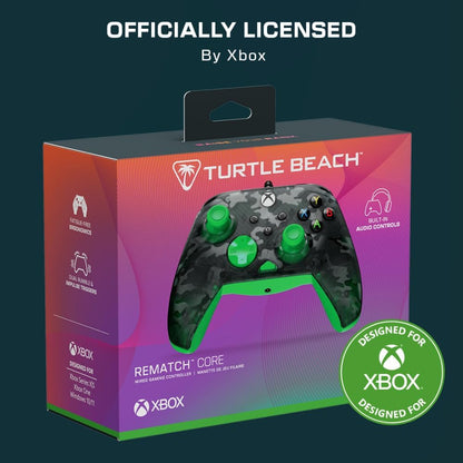 Turtle Beach Rematch Core Ghost Camo Zwart/GroenBekabelde Gamingcontroller – Gelicentieerd voor Xbox Series X en S, Xbox One en Windows-PCs – 2-Stops Impulstriggers, Audiobediening, Kabel van 2.5 m