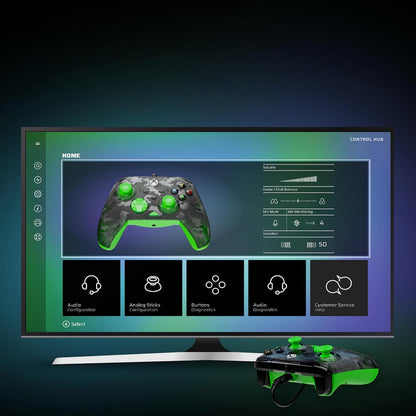 Turtle Beach Rematch Core Ghost Camo Zwart/GroenBekabelde Gamingcontroller – Gelicentieerd voor Xbox Series X en S, Xbox One en Windows-PCs – 2-Stops Impulstriggers, Audiobediening, Kabel van 2.5 m