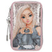 Depesche 13293 TOPModel My BFF Filled 2-Compartment Pencil Case in Pink, with Model Motif and Glitter, Pencil Case with Colouring Pencils, Ruler, Glue Stick and much more