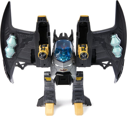 DC Comics, Metal Force Transforming Batwing, 2-in-1 Playset, Includes Batman and Superman Figures, with Projectiles and Character Cards, Kids’ Toy for Boys and Girls Aged 4+
