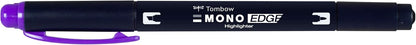 Tombow MONO edge highlighter with two tips, purple, chisel tip and fineliner tip, quick-drying, environmentally friendly design
