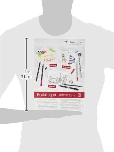 Tombow Bristol Drawing Paper DIN A4 250 g/m², 25 Sheets, Artist Paper for Sketches and Illustrations, for Brush pens, Markers, Pencils and Crayons