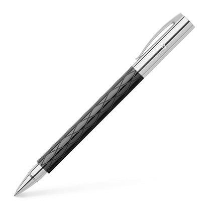 Faber-Castell Ambition Rhombus Rollerball Pen, black/chrome, 1 Stück (1er Pack