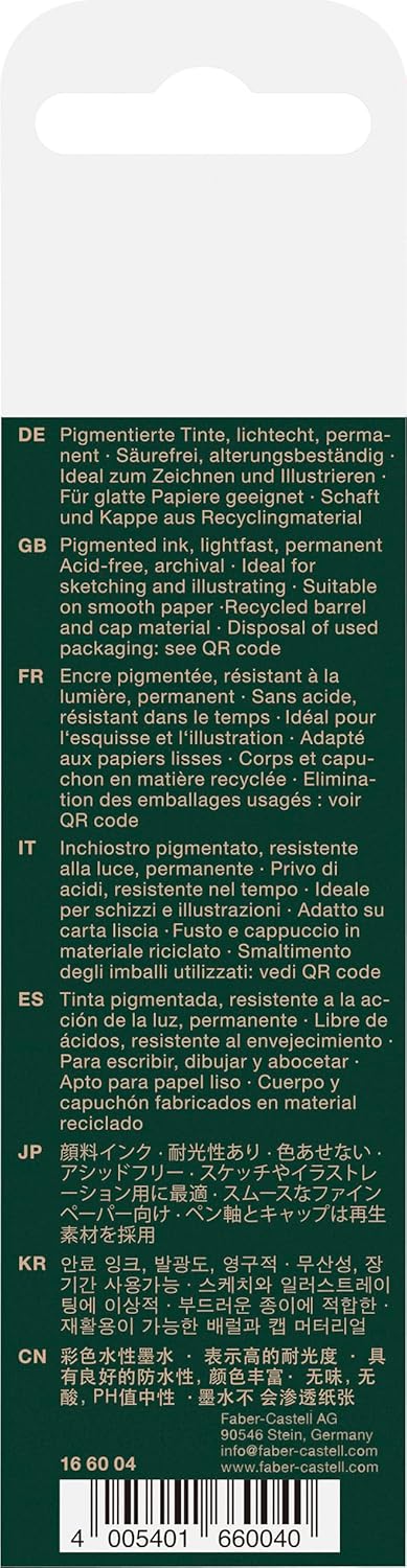 Faber-Castell 0.1mm/ 0.3mm/ 0.5mm/ 0.7mm Artline Drawing System - Black (Wallet of 4