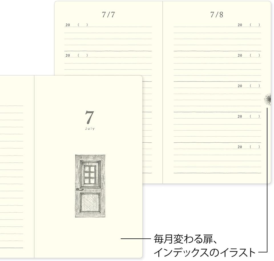 Midori 12851006 Diary for 5 Year Consecutive Use, Door, Red