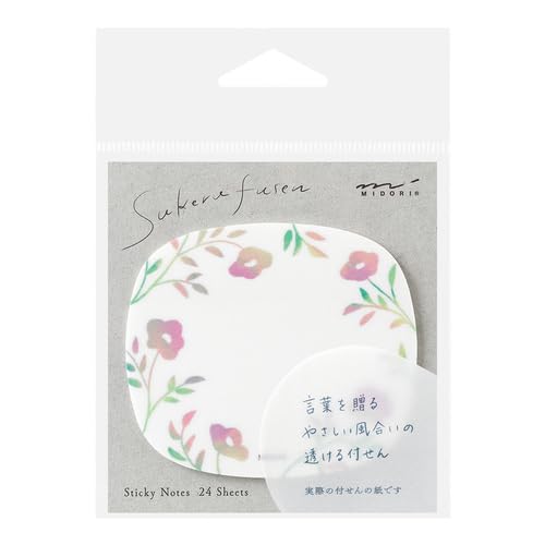 Midori 19102006 Transparent Sticky Paper Flower Pattern Pink