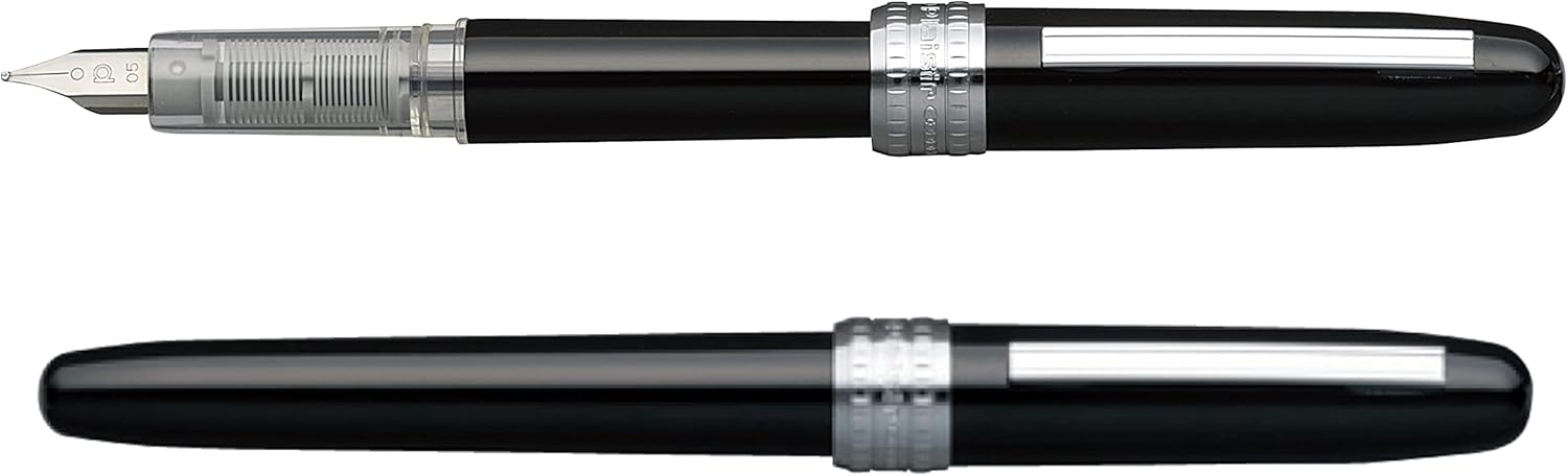 PLATINUM Plaisir PGB-1500#1 Fountain Pen/Medium Nib/Colour: Black Mist/Handmade/with Gift Box/Fountain Pen