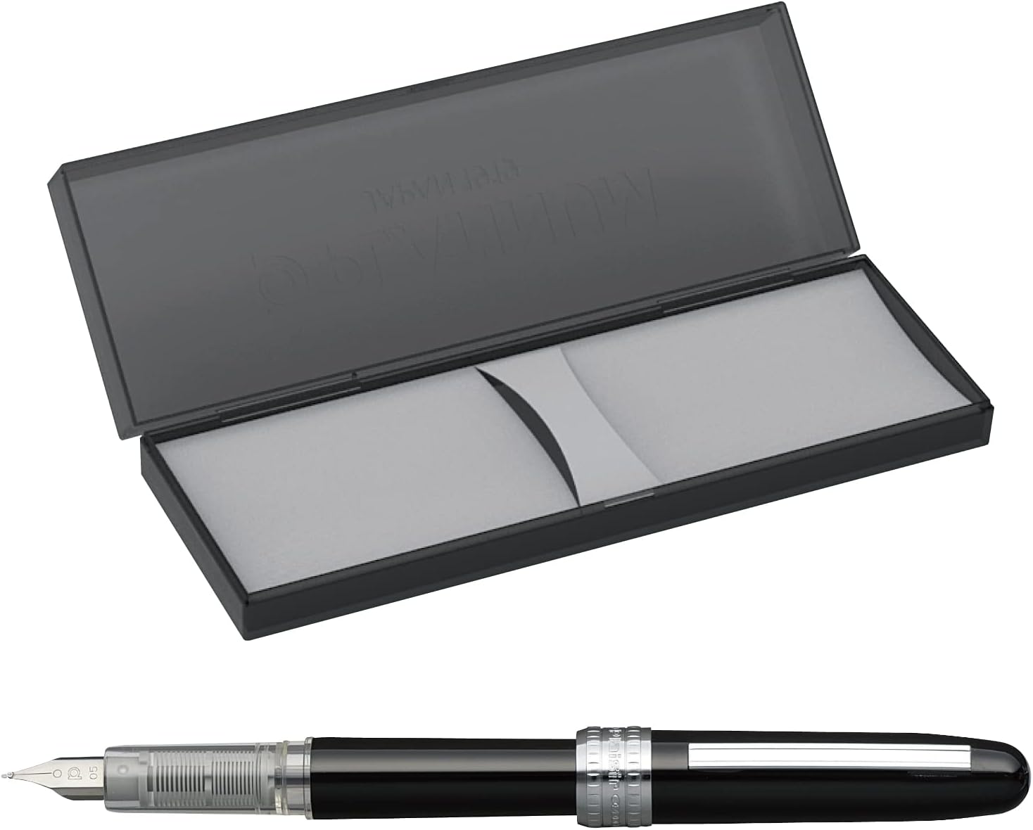 PLATINUM Plaisir PGB-1500#1 Fountain Pen/Medium Nib/Colour: Black Mist/Handmade/with Gift Box/Fountain Pen