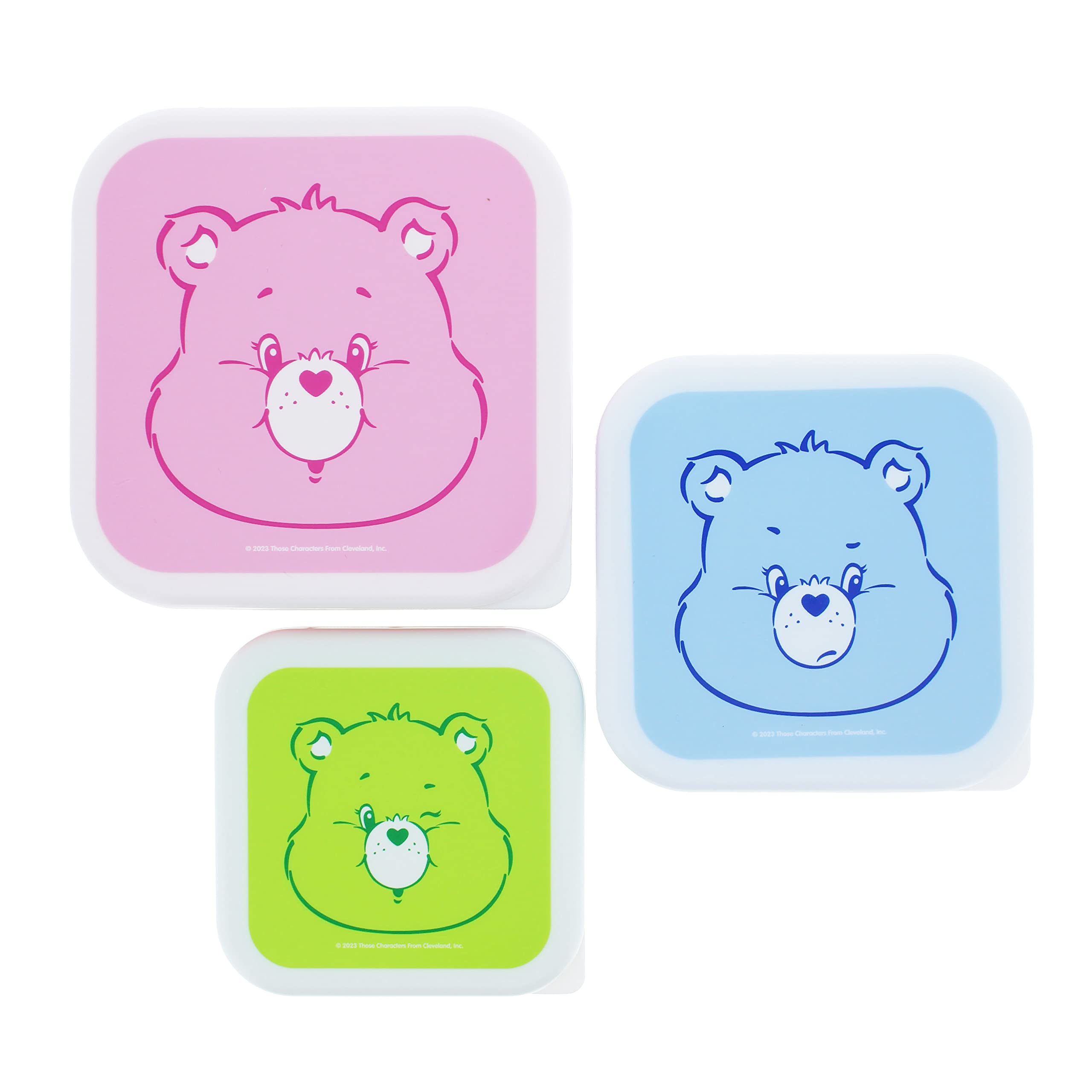 Blueprint Collections Care Bears - Set di 3 contenitori con coperchio, piccole scatole portaoggetti con coperchio, piccole scatole portaoggetti con coperchio, regali per orsi di cura, regali per orsi