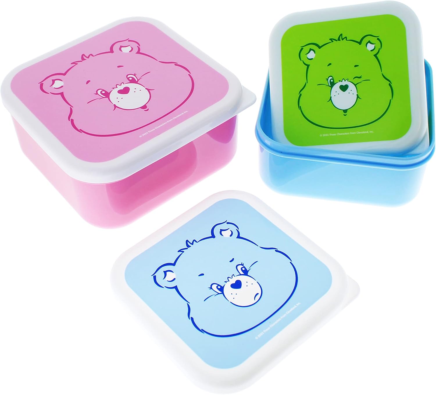 Blueprint Collections Care Bears - Set di 3 contenitori con coperchio, piccole scatole portaoggetti con coperchio, piccole scatole portaoggetti con coperchio, regali per orsi di cura, regali per orsi