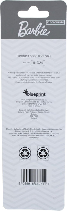 Blueprint Collections Barbie Penna multicolore | Penne da scrittura | Penna novità | Penne colorate | Penne colorate | Forniture per il ritorno a scuola | Cancelleria Barbie