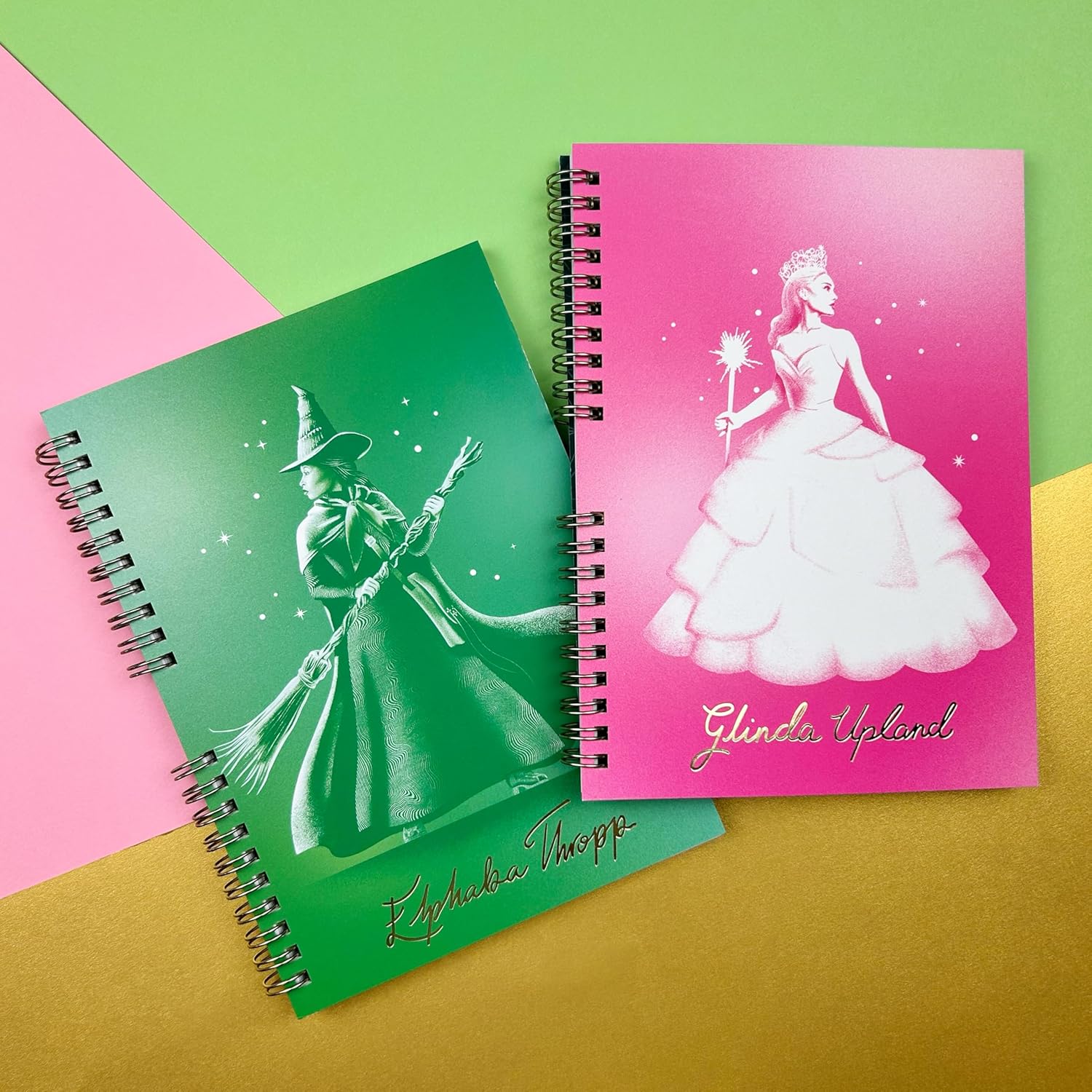 Blueprint Collections Wicked A5 Notebook, Wiro Bound, Double Sided, Elphaba and Glinda Themed, 80 Lined Sheets