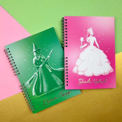 Blueprint Collections Wicked A5 Notebook, Wiro Bound, Double Sided, Elphaba and Glinda Themed, 80 Lined Sheets
