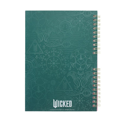 Blueprint Collections Wicked A5 Notebook, Wiro Bound, Double Sided, Elphaba and Glinda Themed, 80 Lined Sheets