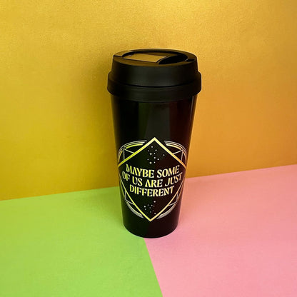 Blueprint Collections Tazza da viaggio a tema malvagio, 450 ml, nera con design in lamina d'oro