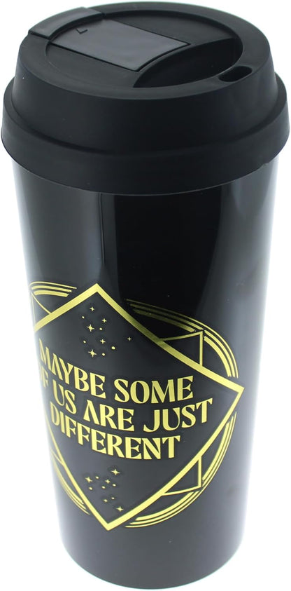 Blueprint Collections Tazza da viaggio a tema malvagio, 450 ml, nera con design in lamina d'oro