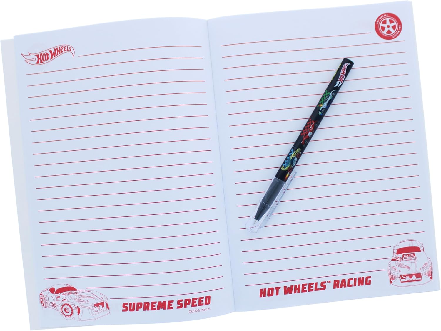 Hot Wheels Super Stationery Set | School Supplies for Boys | A5 Exercise Book, Hot Wheels Ruler, Pen, Pencil, Eraser, Sharpener & Stickers | Back to School Stationery